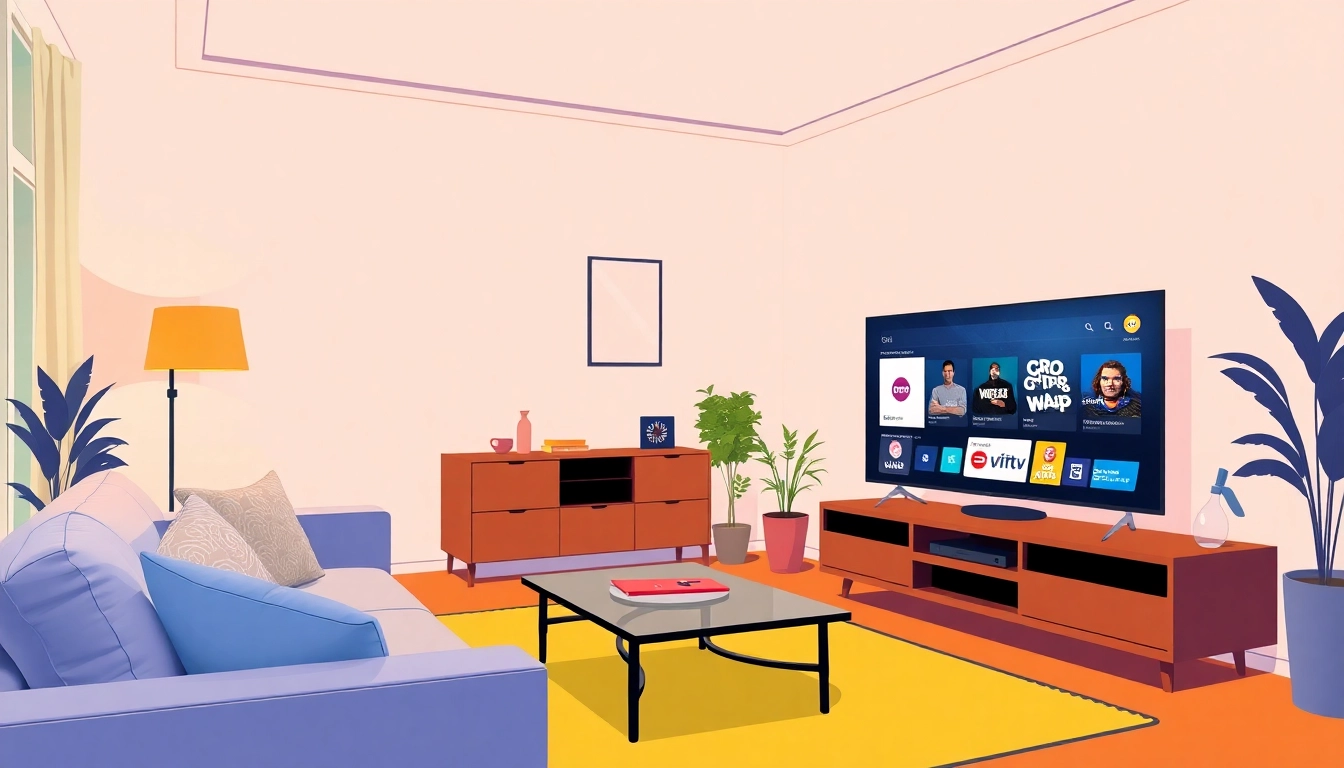 Experience the convenience of iptv suisse with a modern TV setup in a cozy living room.