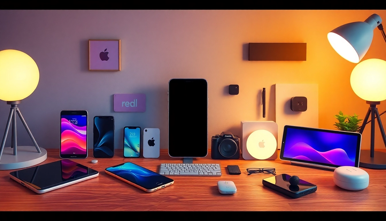 Tech devices arranged stylishly on a wooden surface, highlighting modern innovations in technology.