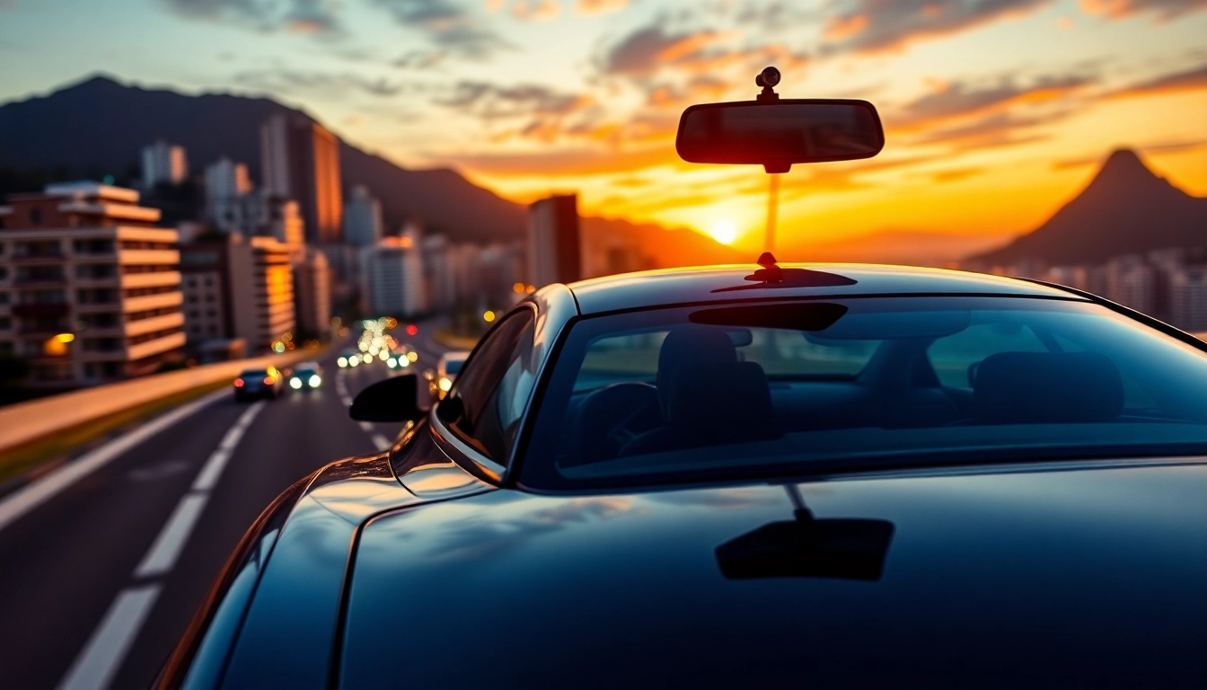 Experience professional chauffeur service Rio with a luxurious car driving through scenic views.