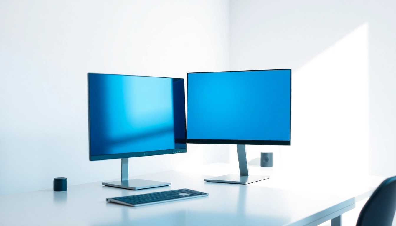 Dual monitor install showcasing a modern workspace with dual monitors on a sleek desk.