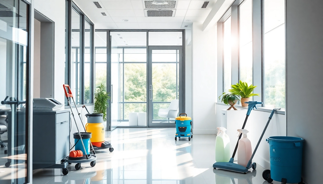 Utilizing Jacksonville commercial cleaning for a spotless office environment with professional cleaning equipment.