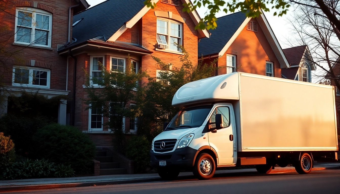 View of a moving truck by removal companies Bingley, showcasing a peaceful moving scene in a scenic neighborhood.