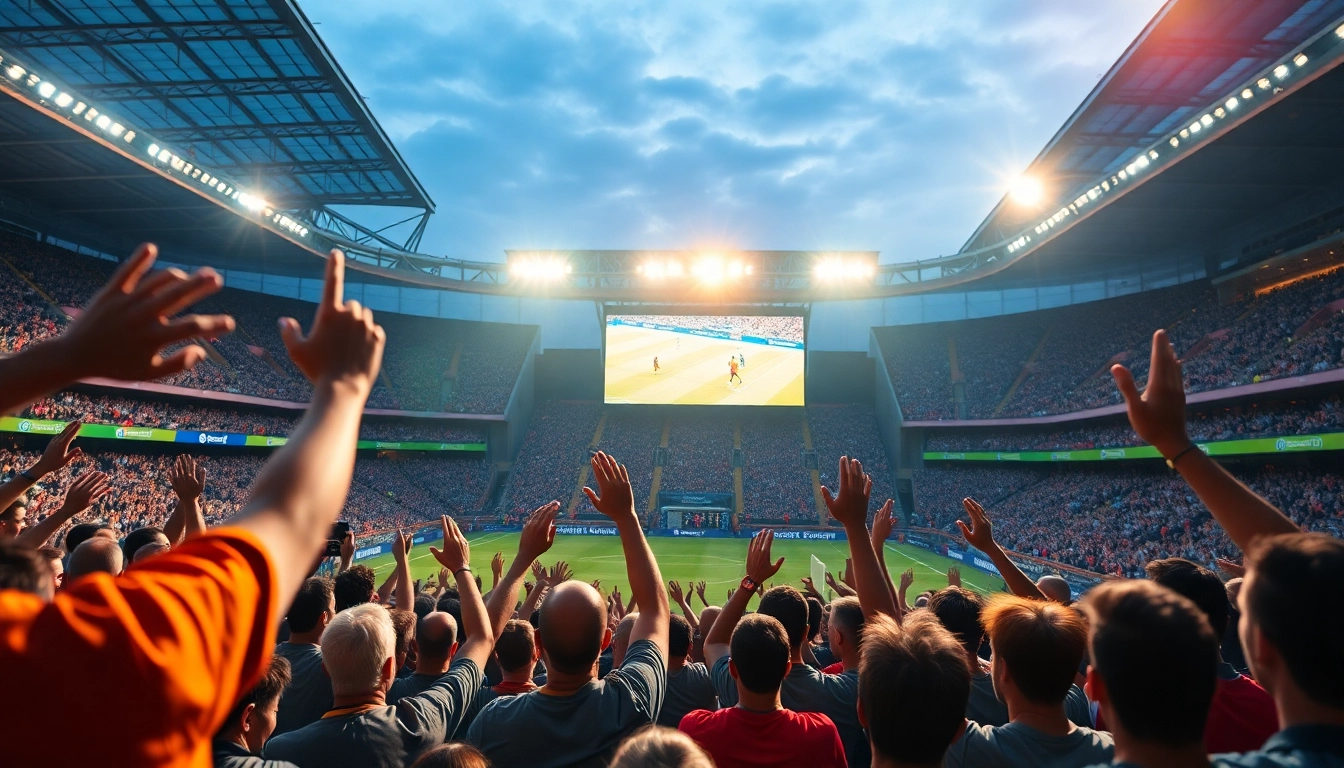 Watch ดูบอลฟรี live soccer matches with passionate fans in vibrant stadium settings.