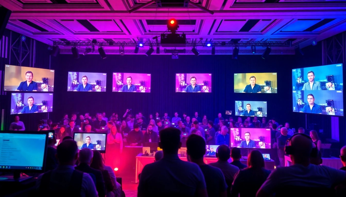 A dynamic virtual audience system connecting participants in an engaging online event with vivid screens.