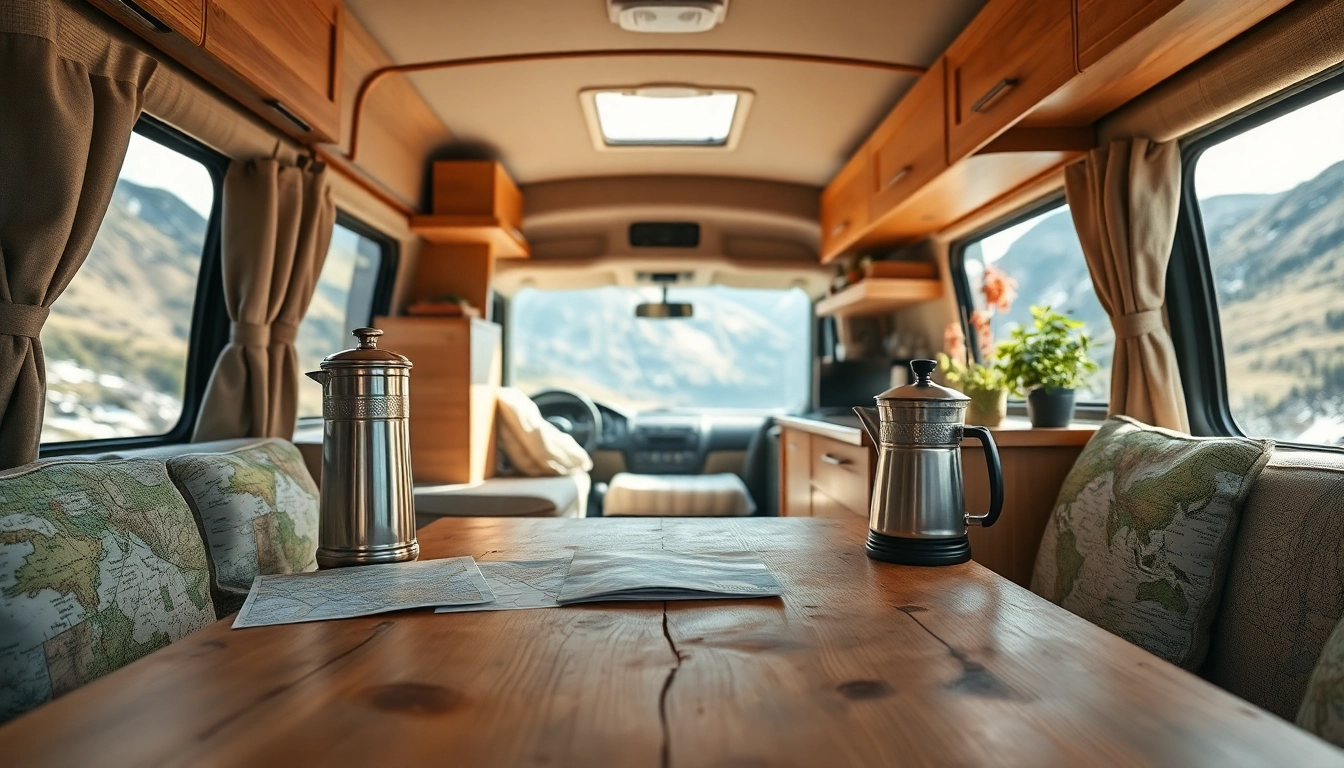 Upgrading Camper Vans with a cozy interior, inviting kitchen area, and scenic view