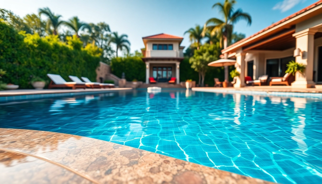 Stunning pool remodel showcasing luxurious design with elegant tiles and lush landscaping.