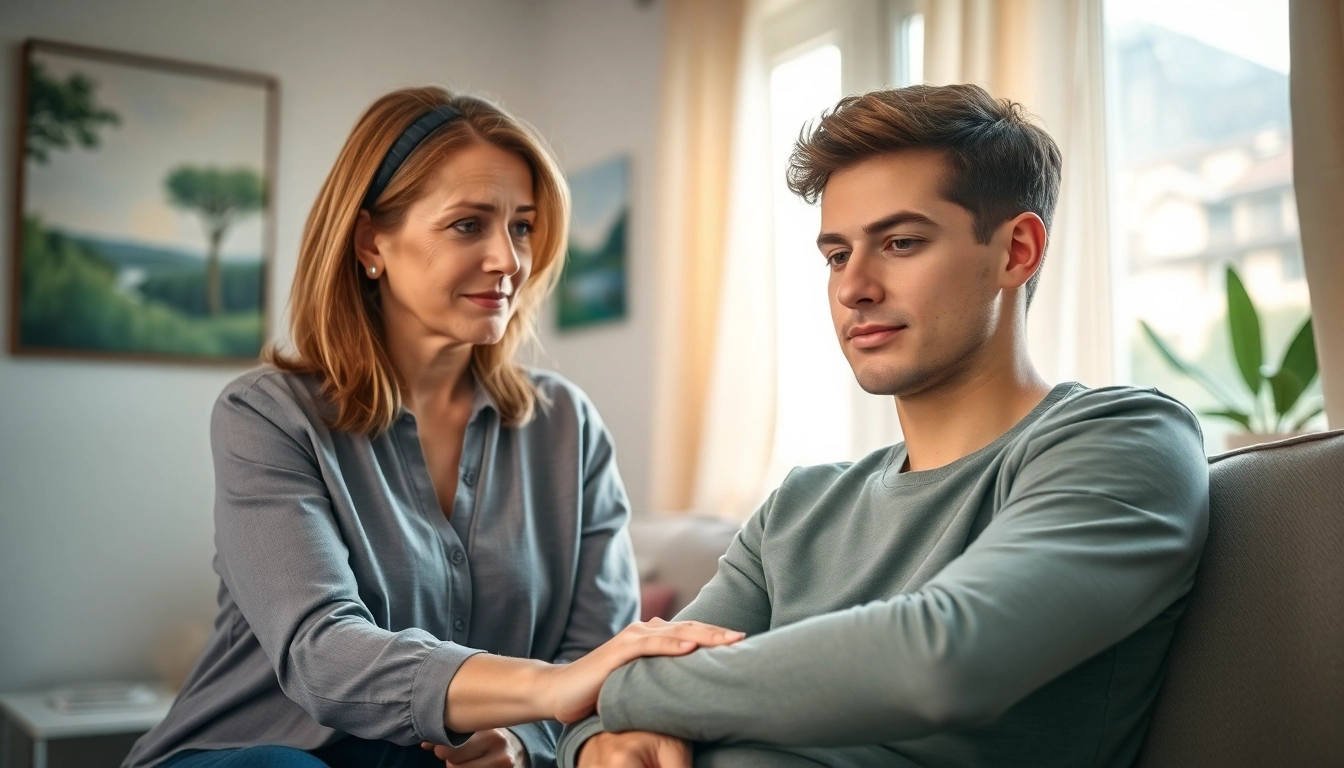 Therapist assisting a client in healing trauma during a supportive session in a peaceful setting.