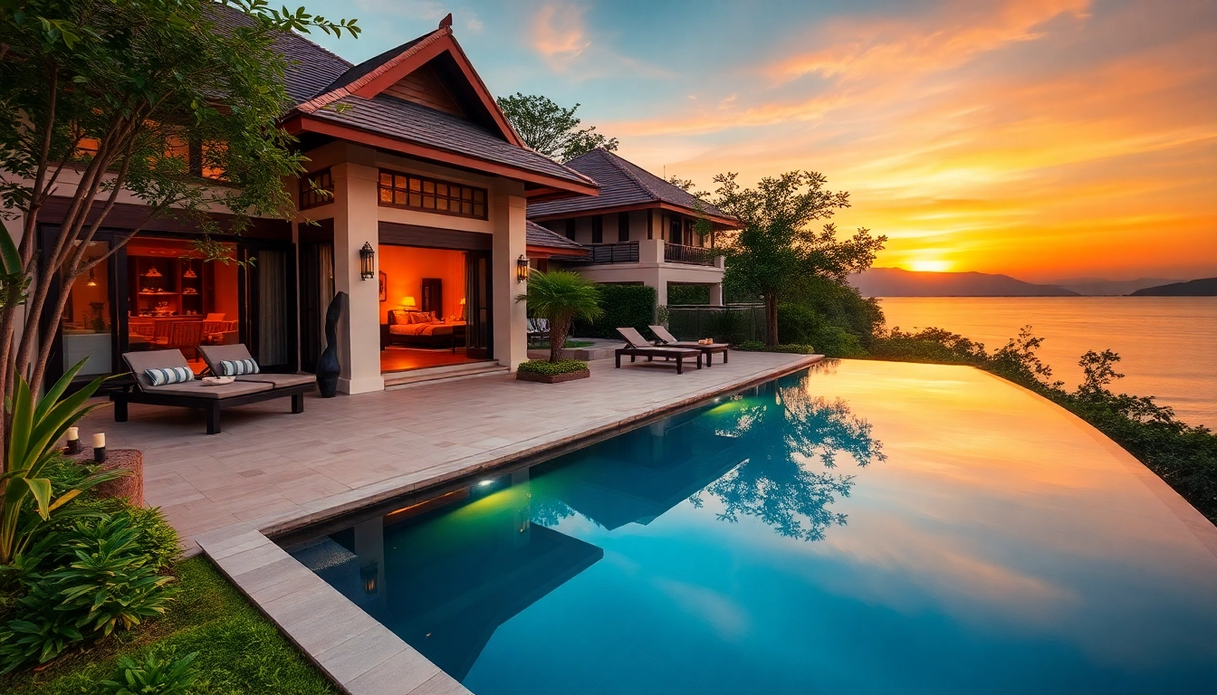 Stunning luxury villa showcased by the expert real estate agent Phuket, highlighting elegant design and a picturesque view.