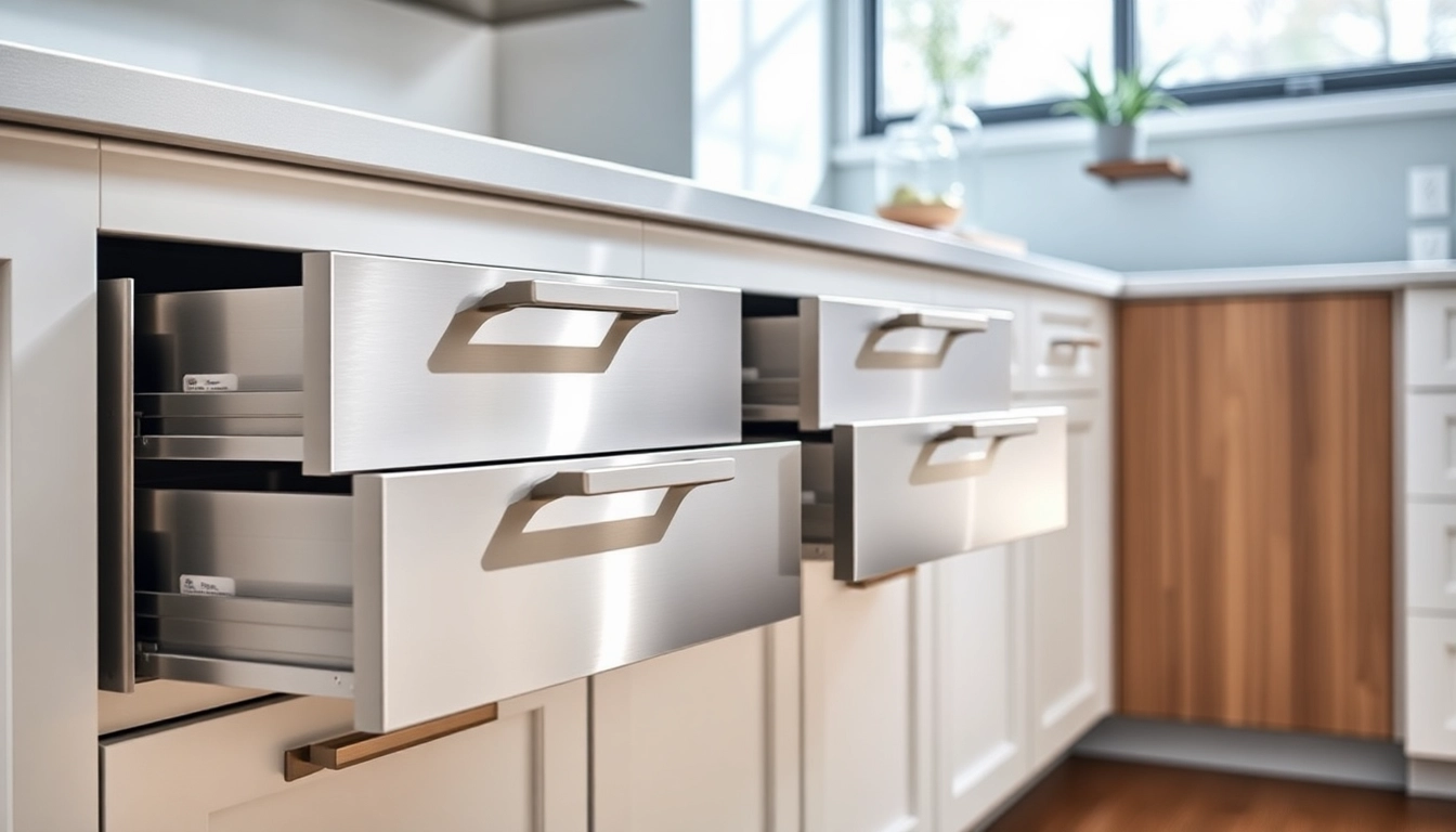 Showcasing a high-quality Metal Drawer System installation in a sleek kitchen setting.