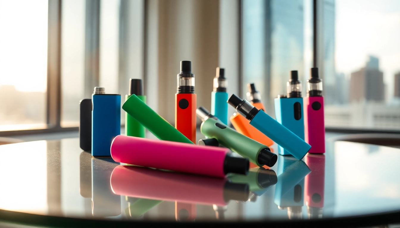 Showcasing the best disposable vape options with vibrant designs in a trendy setup.