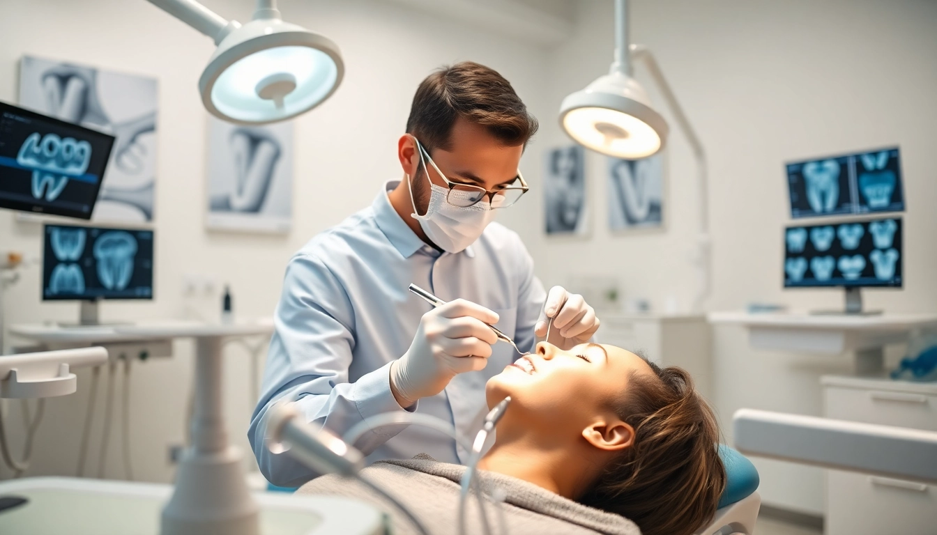 Installing dental bridges in a professional clinic with skilled care and modern tools.
