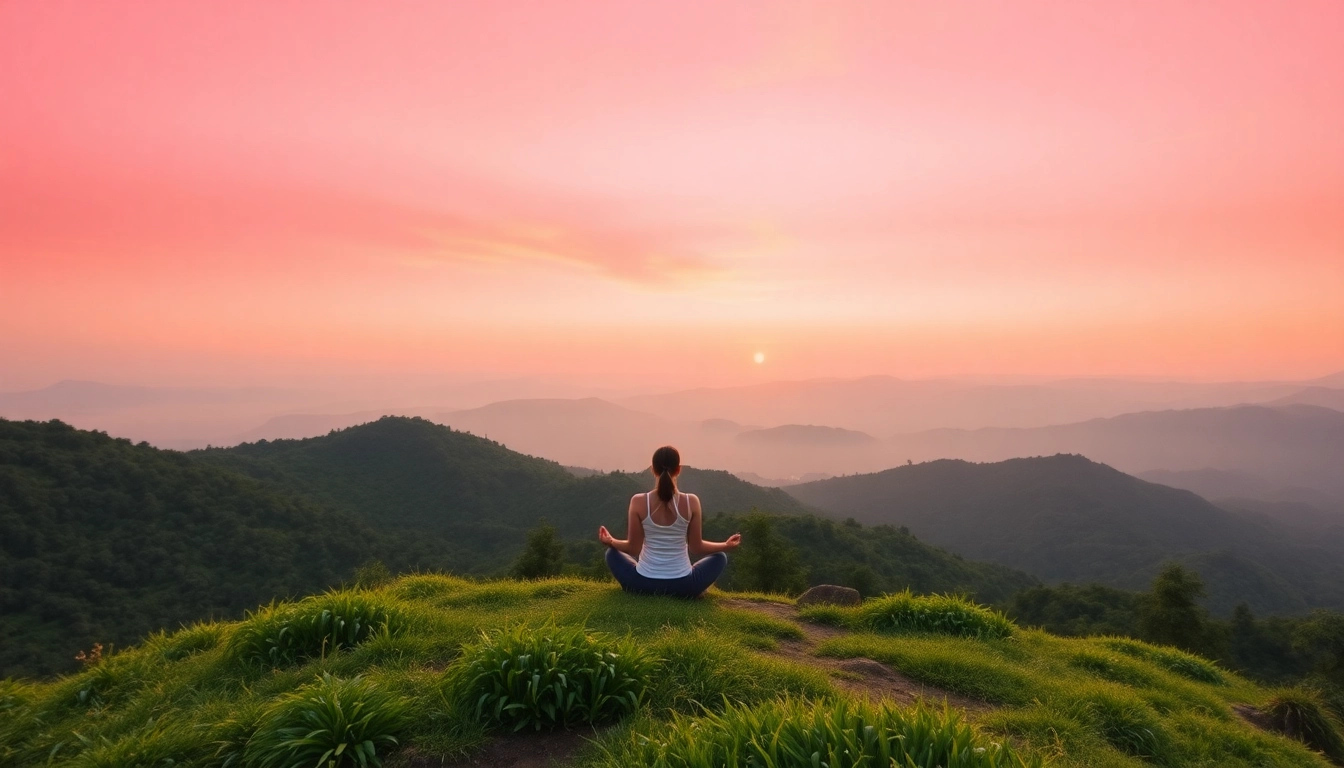 Individual practicing yoga at sunrise, dealing with anxiety through mindfulness and meditation.