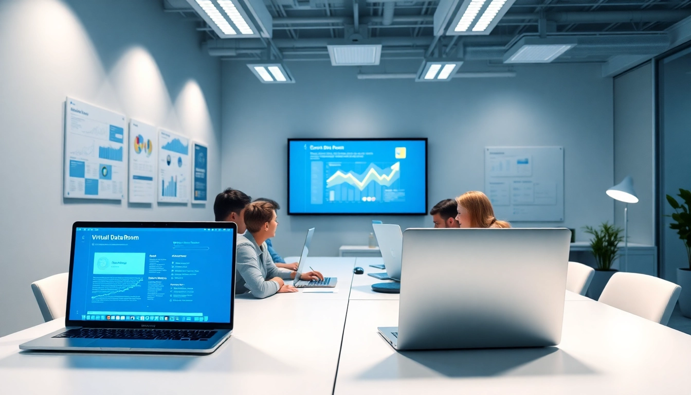 Effiziente Nutzung des Datenraums in einem modernen Büro mit interaktivem Team.