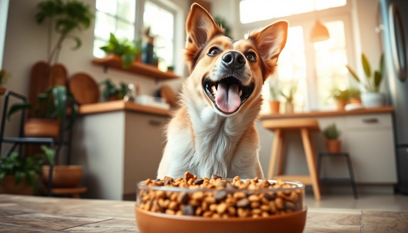 Enjoying dr marty pet food canada with a happy dog in a sunlit kitchen
