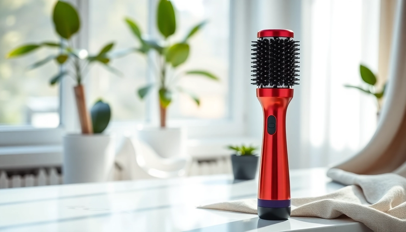 Use a Blow Dryer Brush for a flawless styling experience on a minimalist vanity.