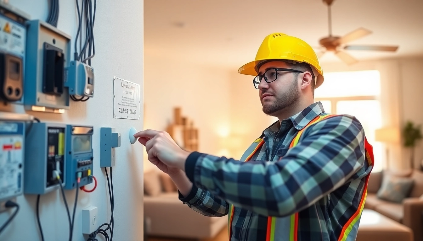 Electrician Clearwater installing electrical components in a modern home setting