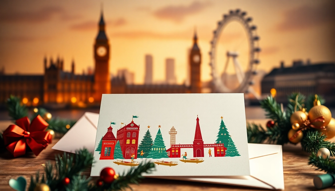 Customize your personalised Christmas cards London with beautiful designs showcasing London landmarks.