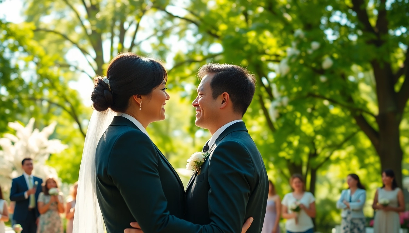 Outdoor wedding photography by a photography company Edmonton capturing love and joy.