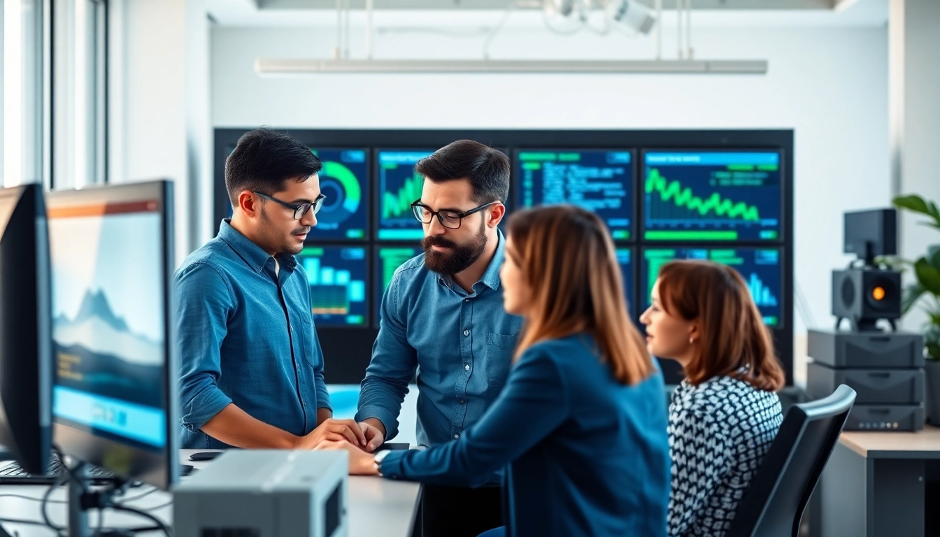 Team actively engaged in providing managed it support in a modern office environment.