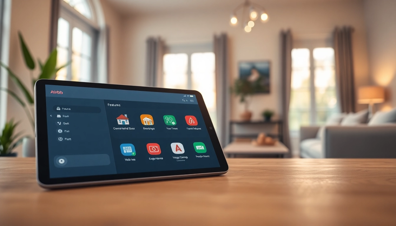 Showcase of an Airbnb smart assistant on a tablet in a welcoming home environment.