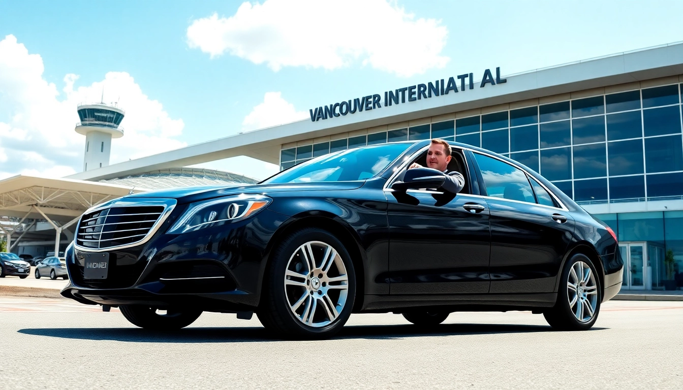 Experience luxury with car service Vancouver airport featuring a professional chauffeur and sleek sedan.