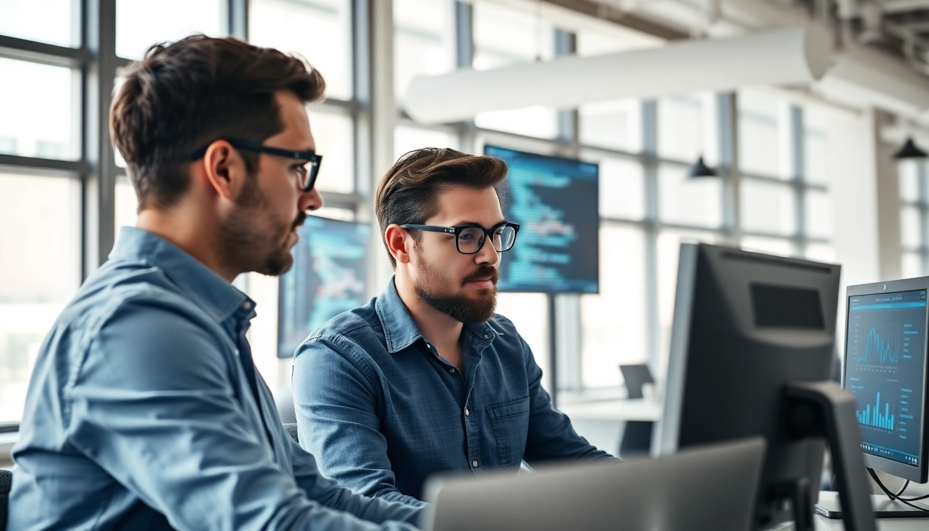 Site reliability engineering experts collaborating in a modern office for optimal performance.
