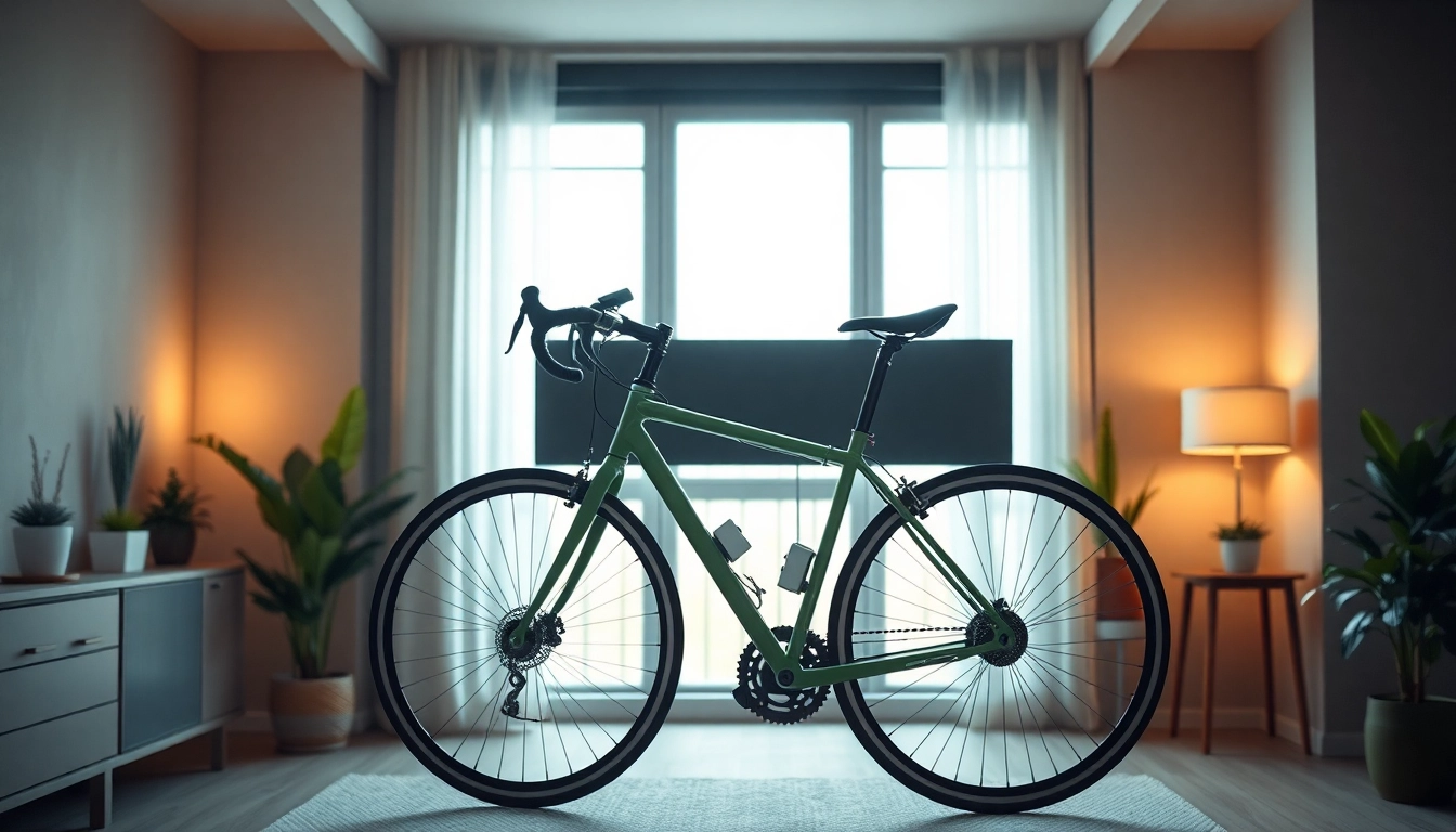 Indoor bike storage solution creatively arranged in a modern apartment, emphasizing sleek design and functionality.