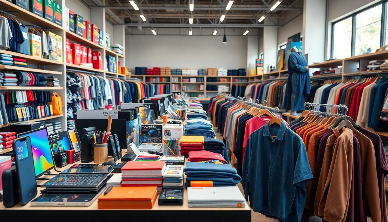 Showcase of wholesale products to sell on Amazon in a vibrant marketplace setting.