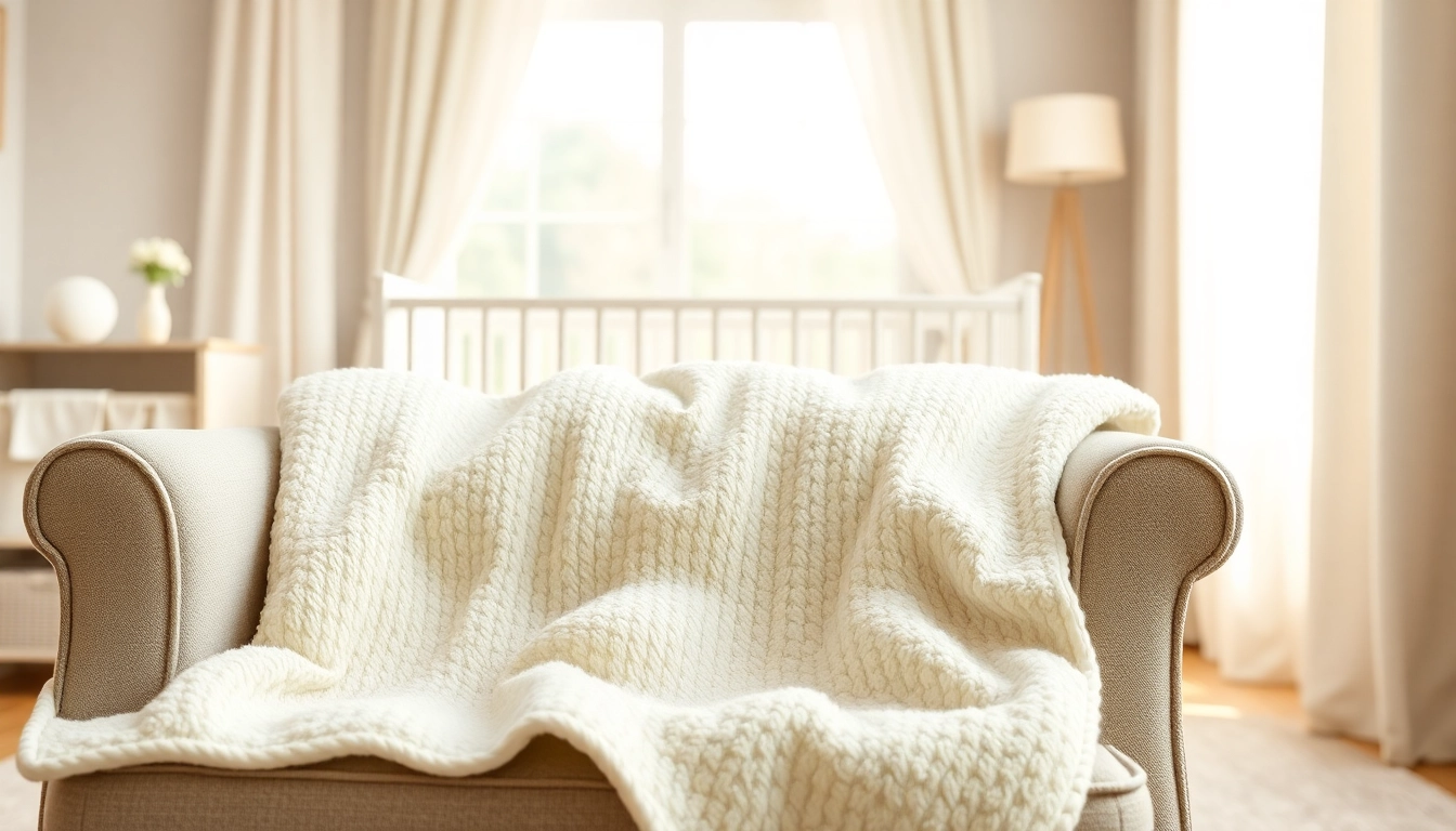 Snuggling with a Baby blanket in a serene nursery setting.
