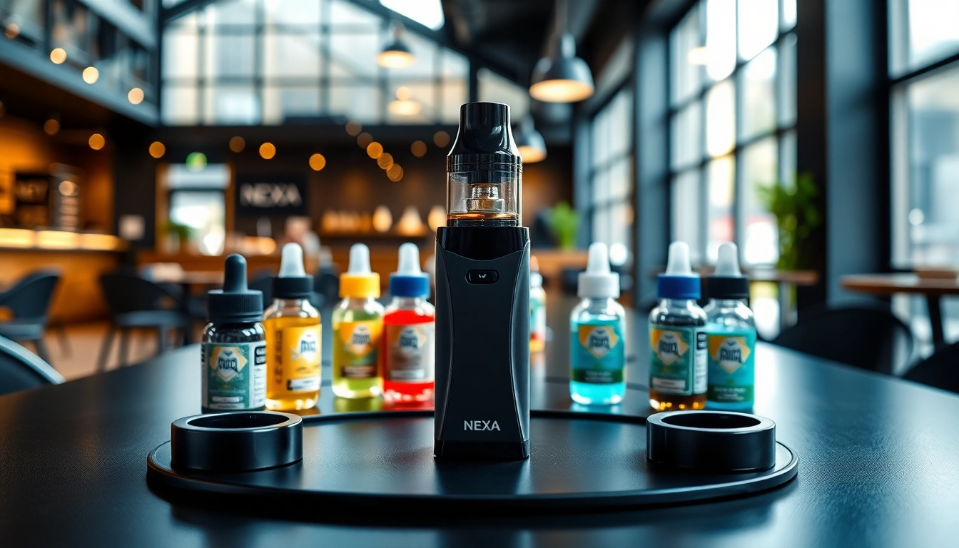 Experience the NEXA Ultra 50000 Puffs disposable vape in a vibrant urban cafe setting.