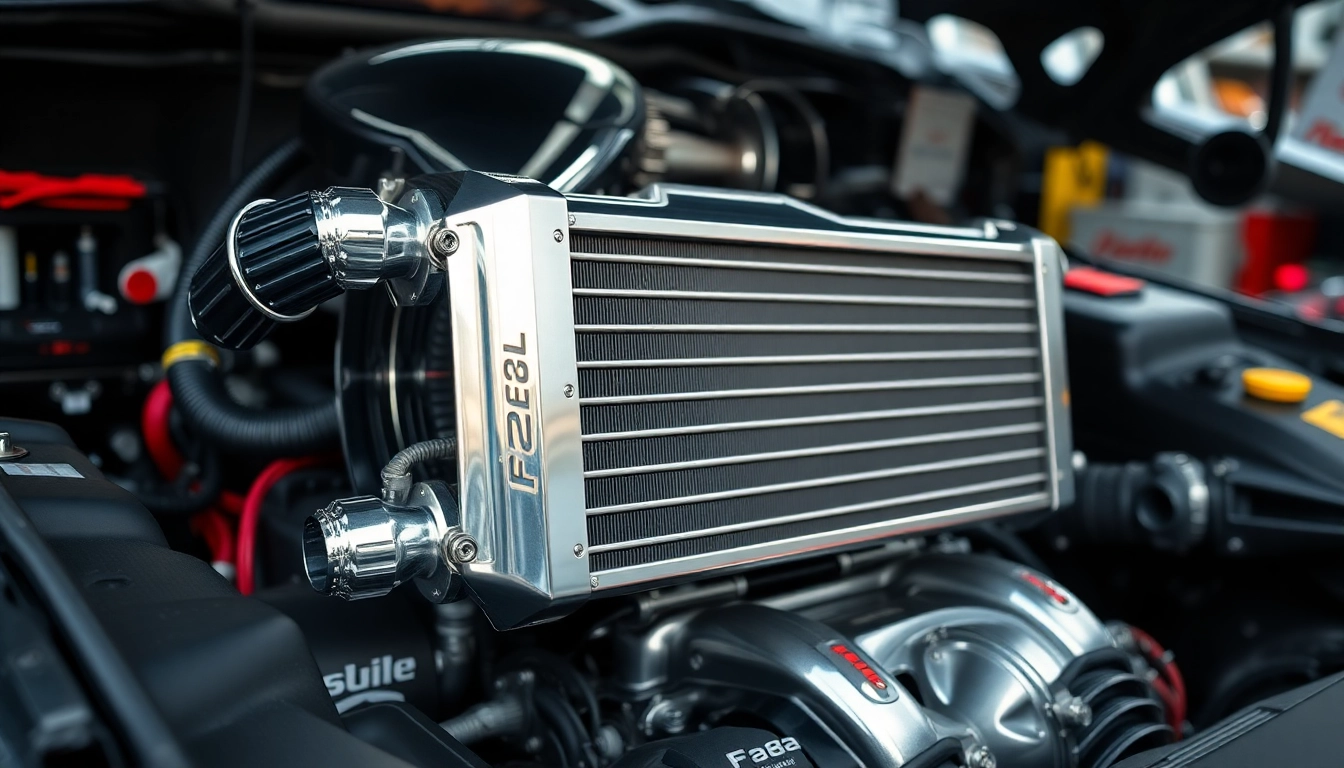 Enhance performance with the F82 intercooler shining in a professional automotive setting.